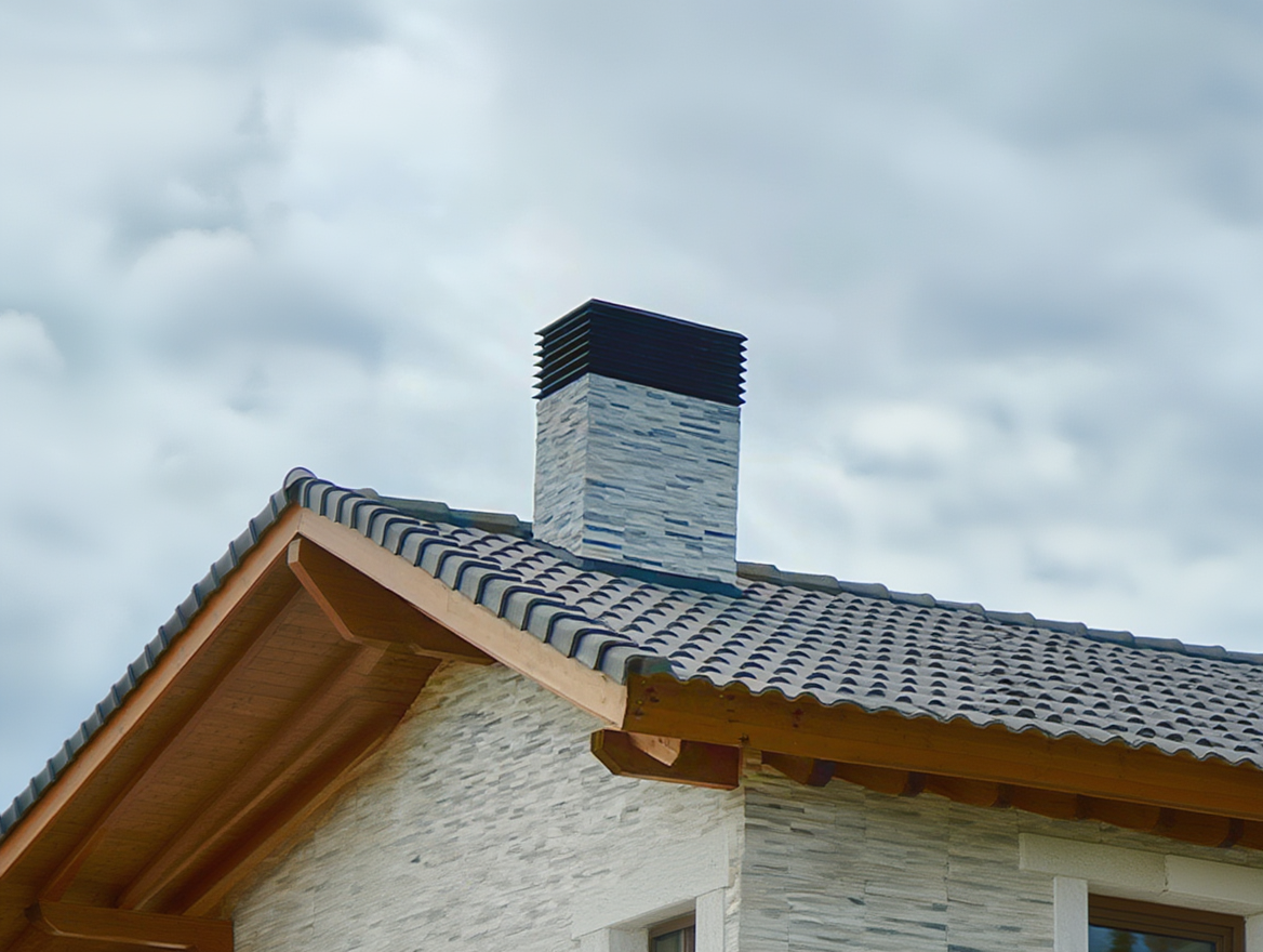 Remate metálico de aluminio instalado en chimenea